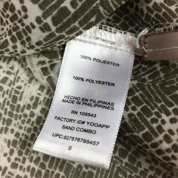 Daisy Fuentes Peasant Blouse Size Small Womens Beige Cream Sheer Print Top S - Picture 4 of 7